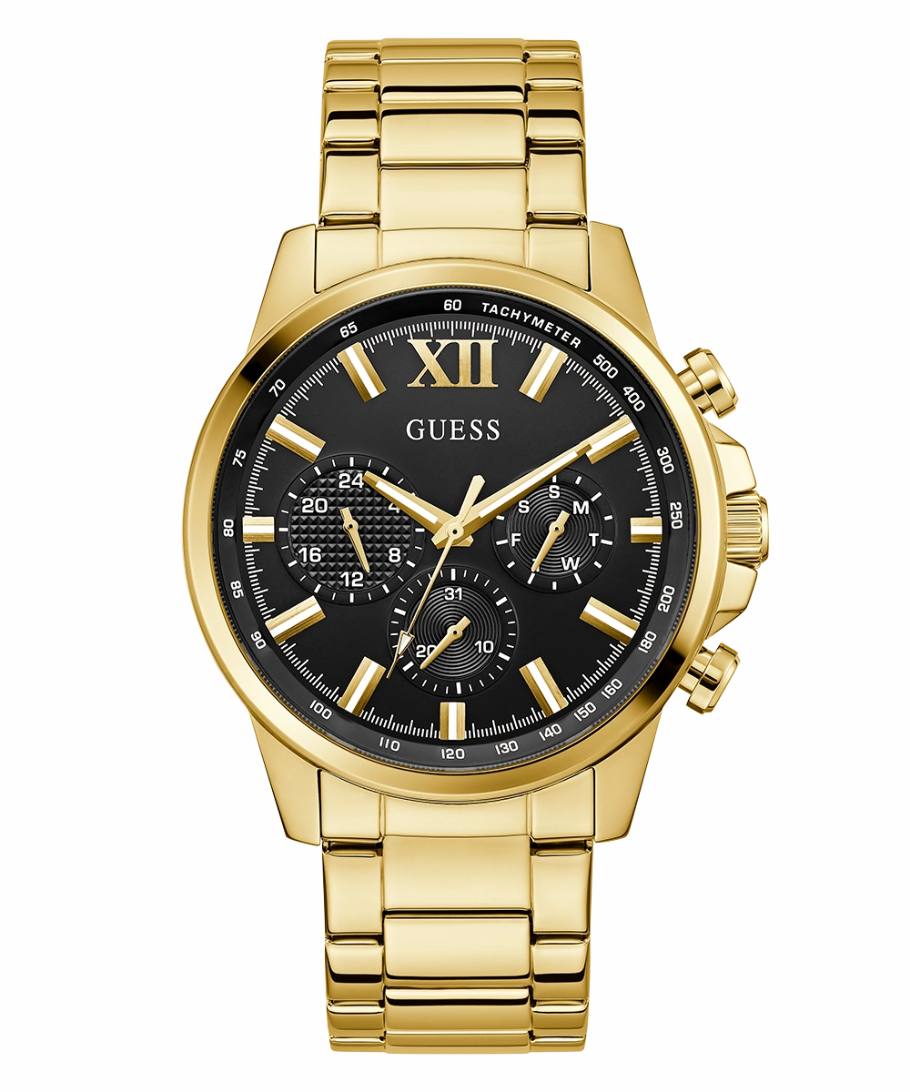 GUESS Mens Gold Tone Multi-function Watch