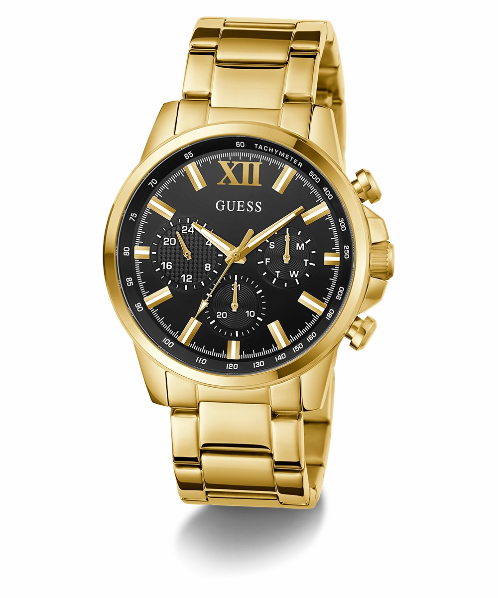 GUESS Mens Gold Tone Multi-function Watch
