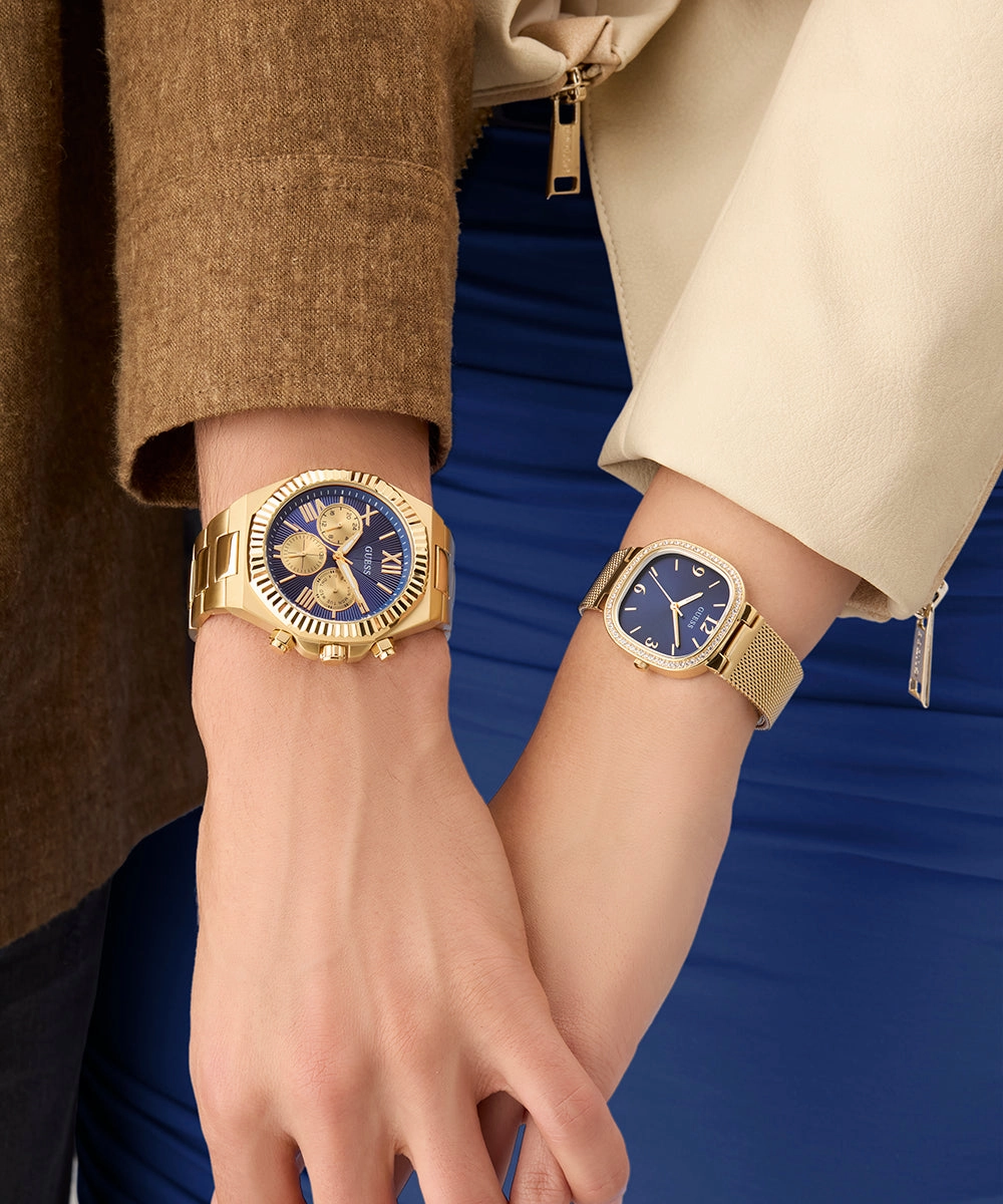 GUESS Mens Gold Tone Multi-function Watch