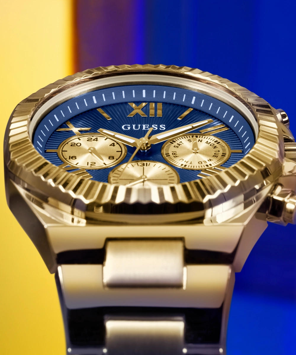 GUESS Mens Gold Tone Multi-function Watch