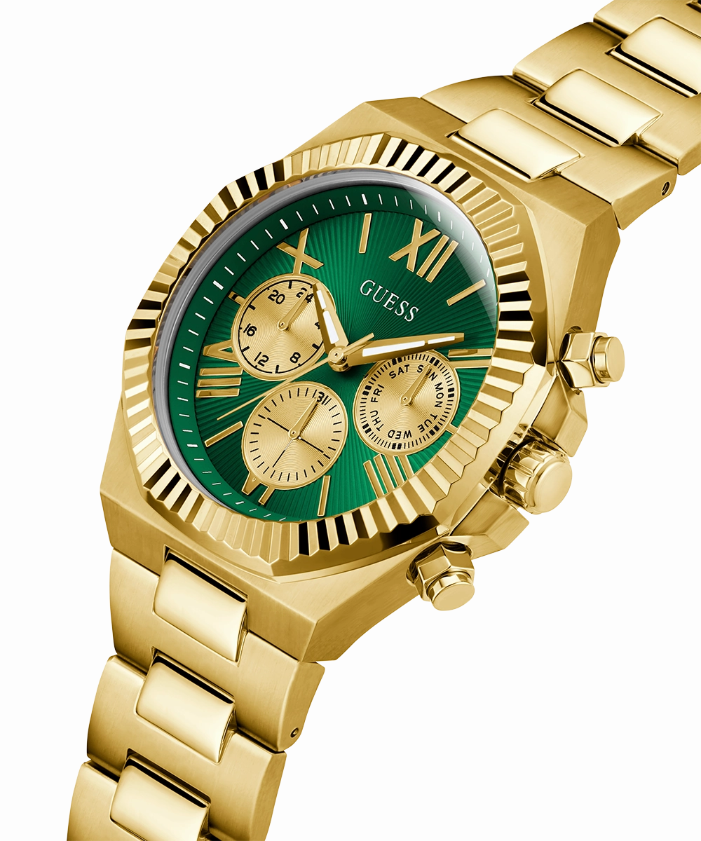 GUESS Mens Gold Tone Multi-function Watch