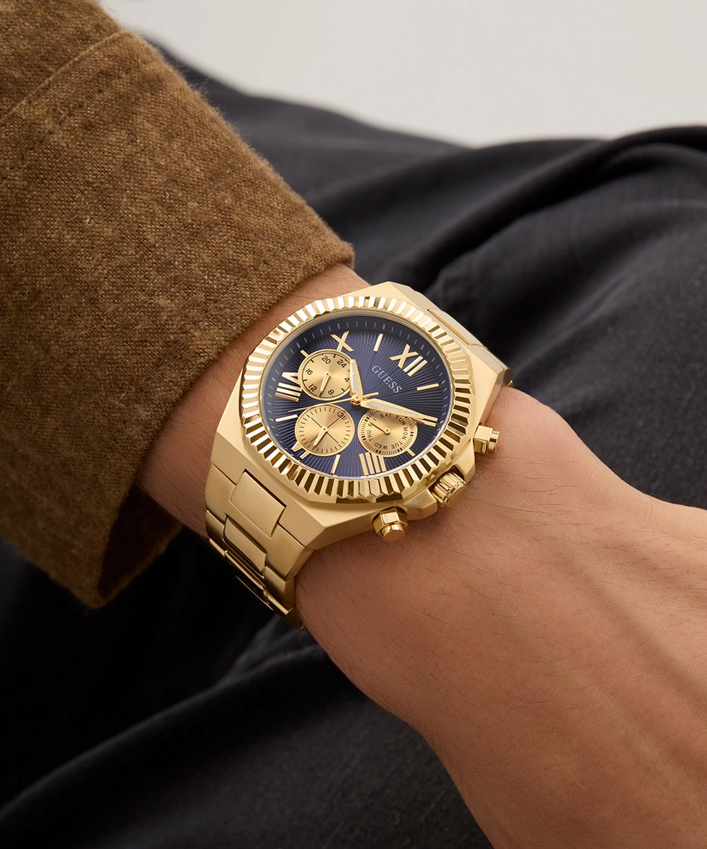 GUESS Mens Gold Tone Multi-function Watch