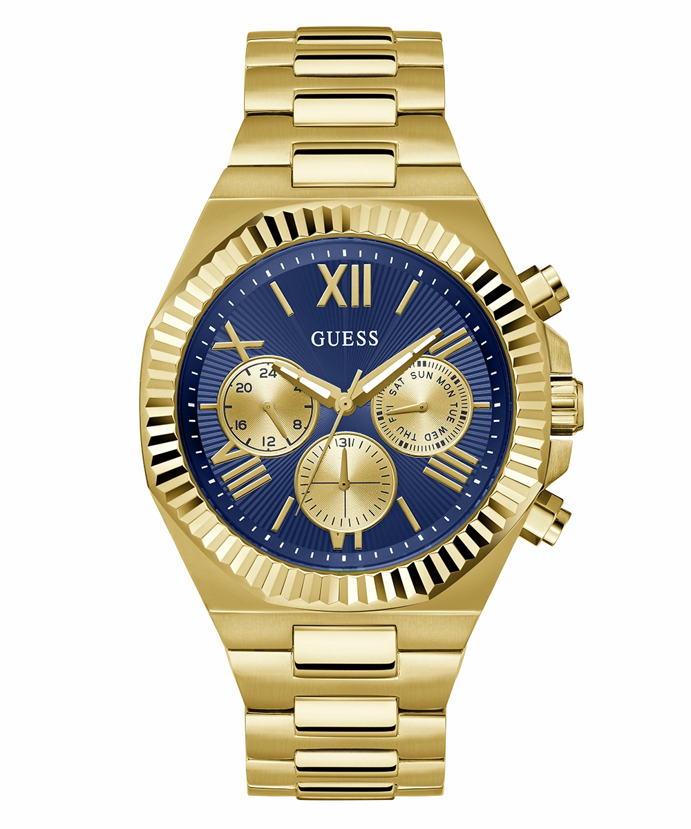 GUESS Mens Gold Tone Multi-function Watch