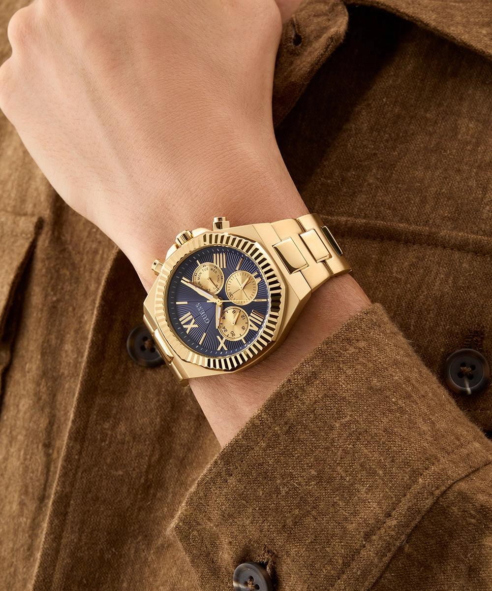 GUESS Mens Gold Tone Multi-function Watch