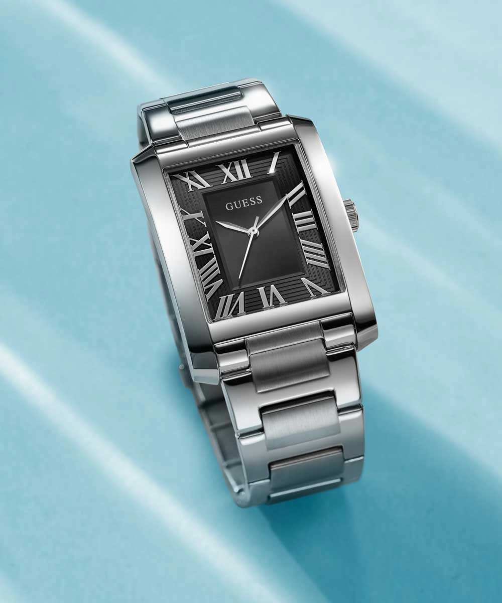 GUESS Mens Silver Tone Analog Watch