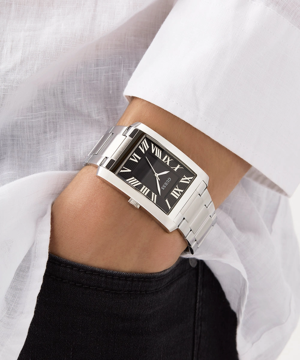 GUESS Mens Silver Tone Analog Watch