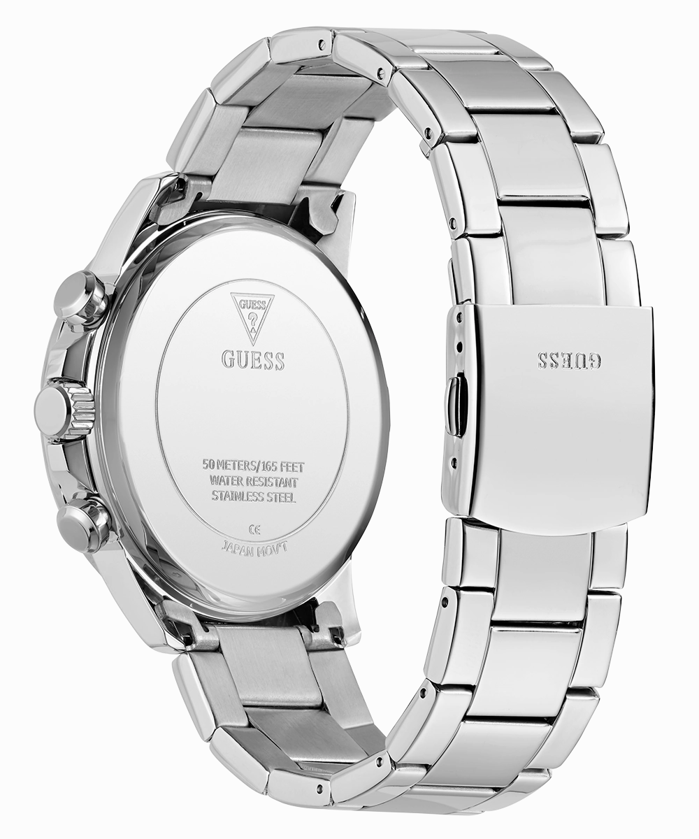 GUESS Mens Silver Tone Multi-function Watch