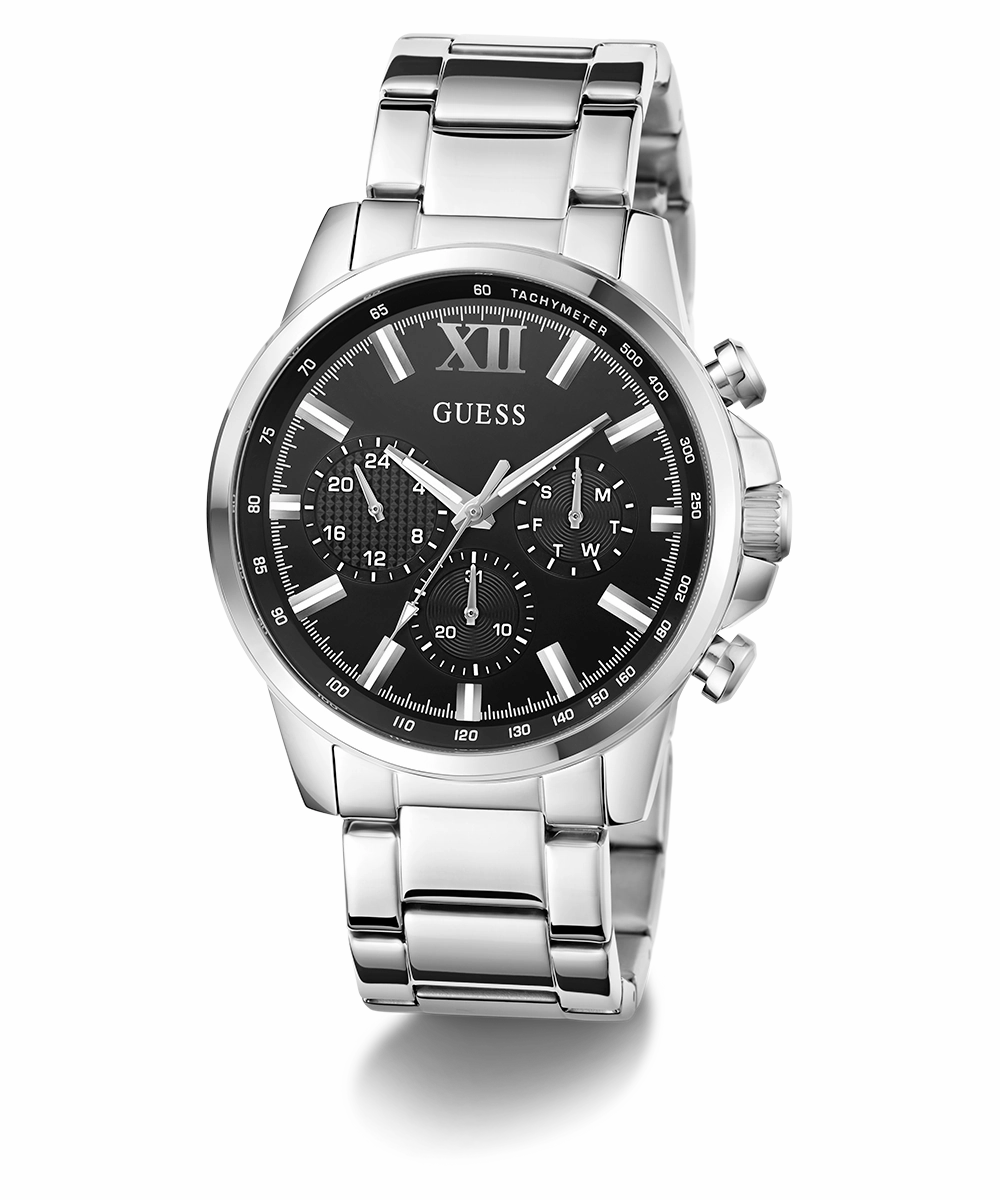 GUESS Mens Silver Tone Multi-function Watch