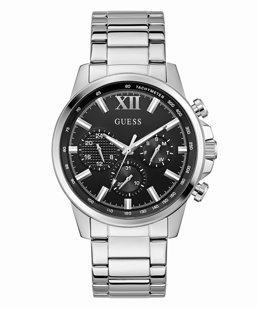 GUESS Mens Silver Tone Multi-function Watch