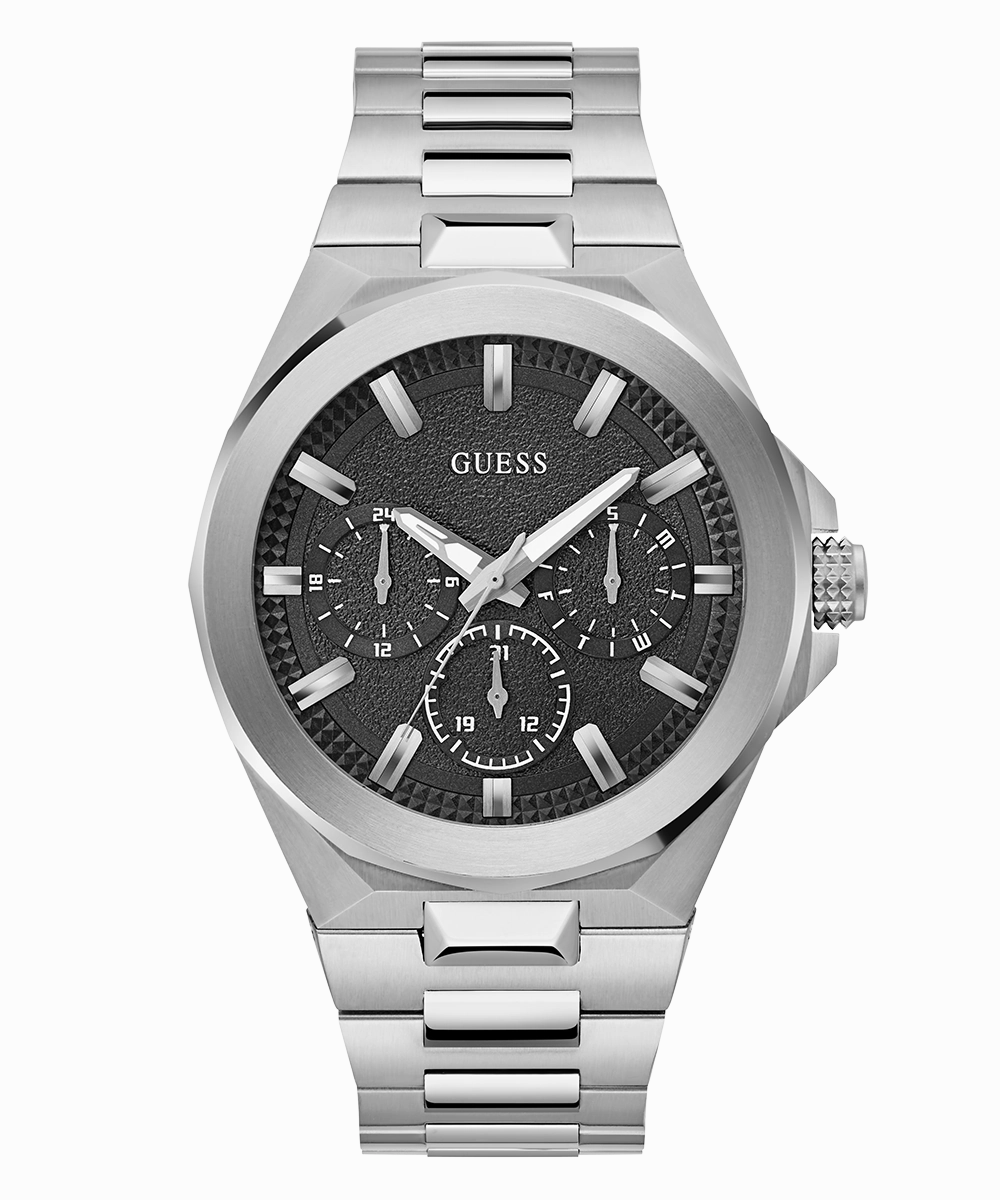 GUESS Mens Silver Tone Multi-function Watch