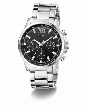 GUESS Mens Silver Tone Multi-function Watch