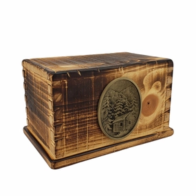 Handcrafted Vintage Wood Dovetailed Urn in Rustic Flame Finish