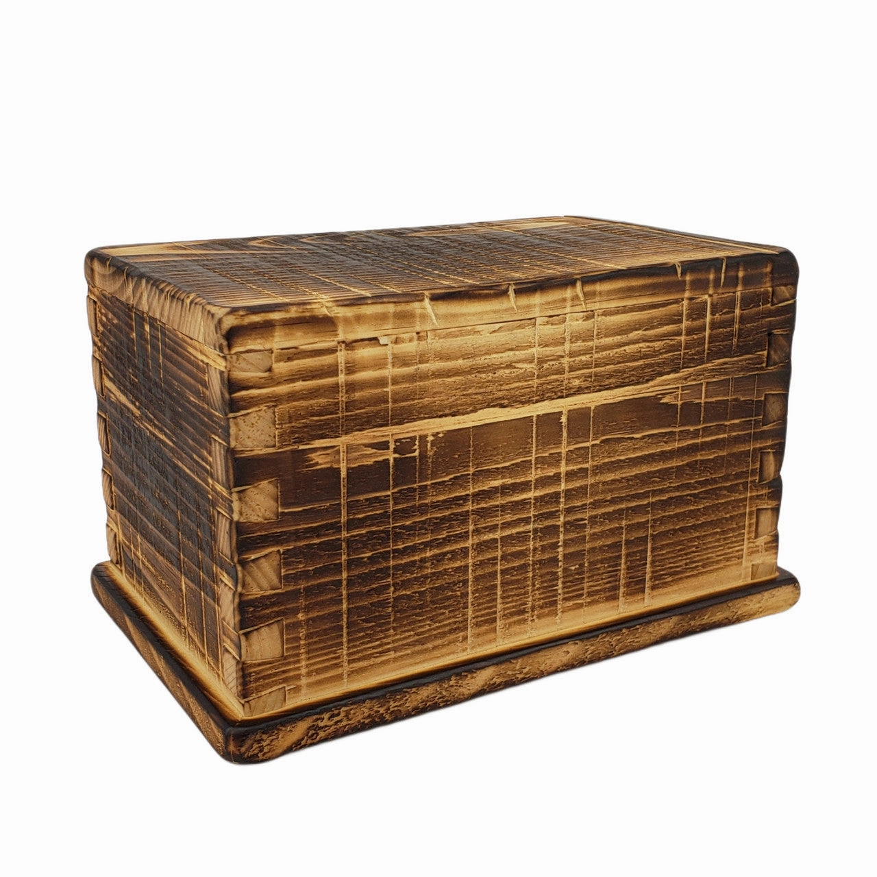 Handcrafted Vintage Wood Dovetailed Urn in Rustic Flame Finish
