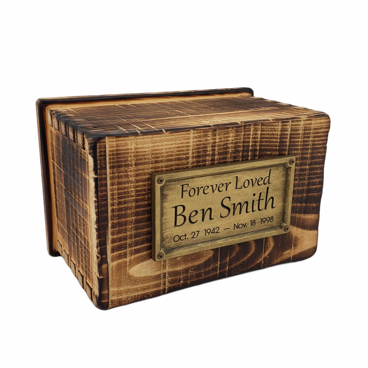Handcrafted Vintage Wood Dovetailed Urn in Rustic Flame Finish