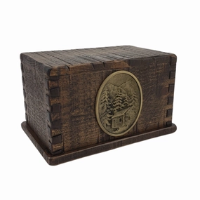 Handcrafted Vintage Wood Dovetailed Urn in Rustic Vintage Finish