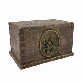 Handcrafted Vintage Wood Dovetailed Urn in Rustic Woodsman Finish
