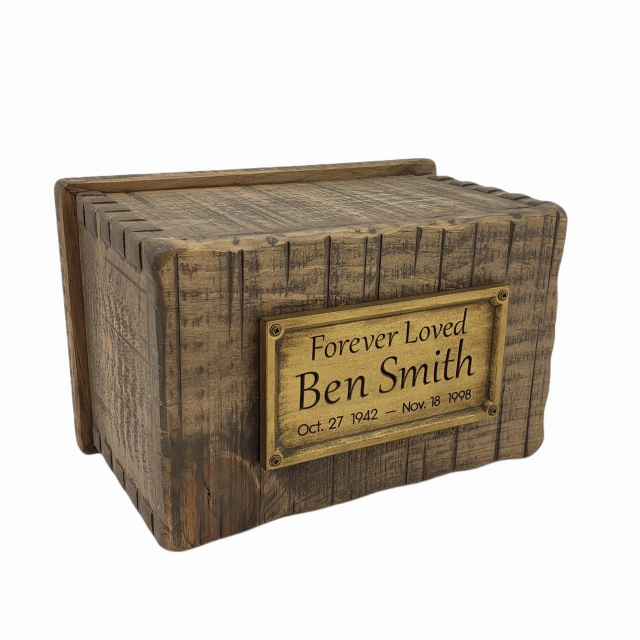 Handcrafted Vintage Wood Dovetailed Urn in Rustic Woodsman Finish