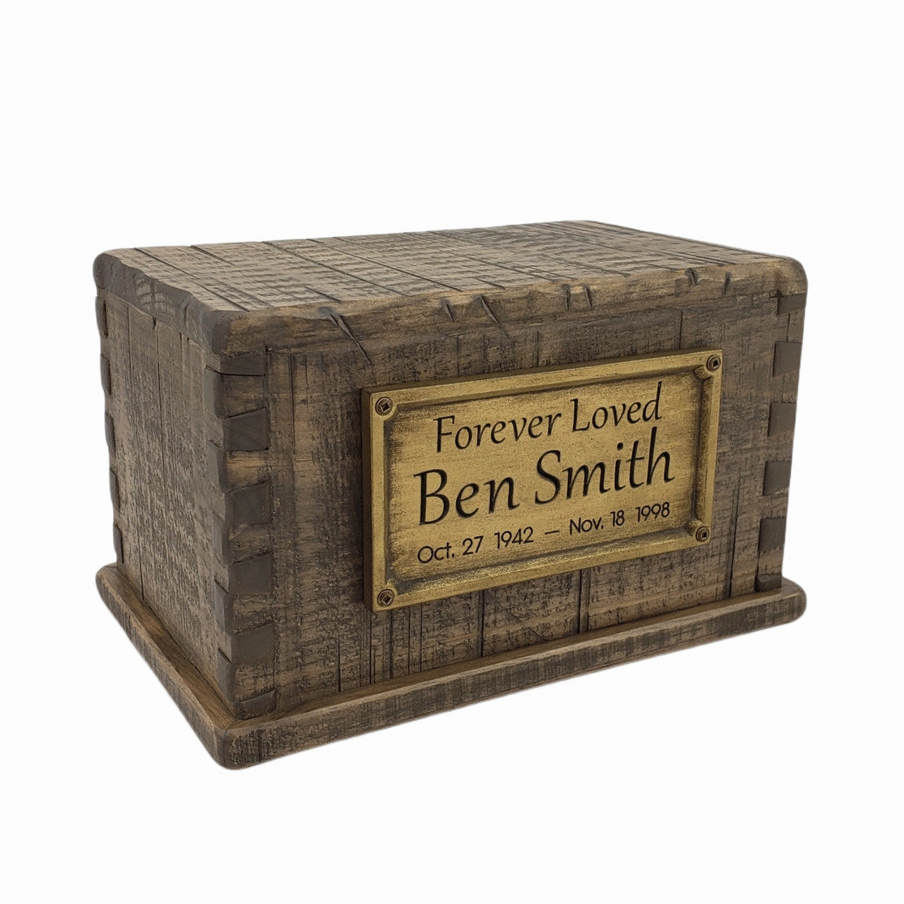 Handcrafted Vintage Wood Dovetailed Urn in Rustic Woodsman Finish