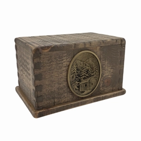 Handcrafted Vintage Wood Dovetailed Urn in Rustic Woodsman Finish