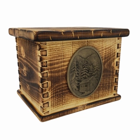 Handcrafted Vintage Wood Ultimate Companion Urn in Rustic Flame Finish