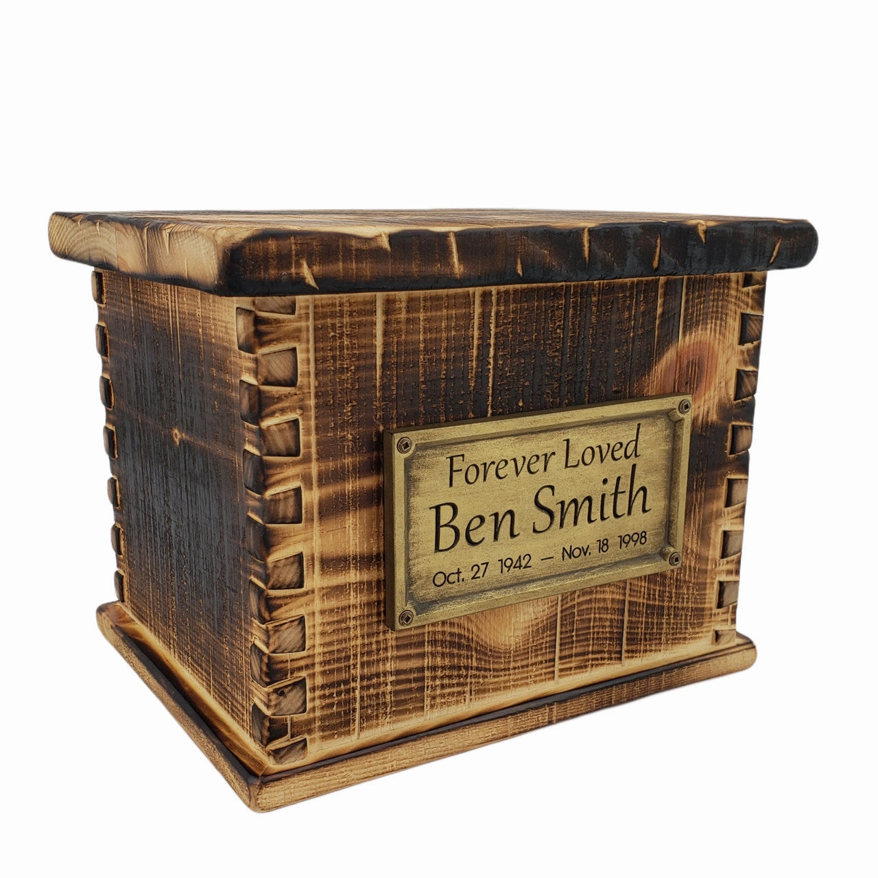 Handcrafted Vintage Wood Ultimate Companion Urn in Rustic Flame Finish
