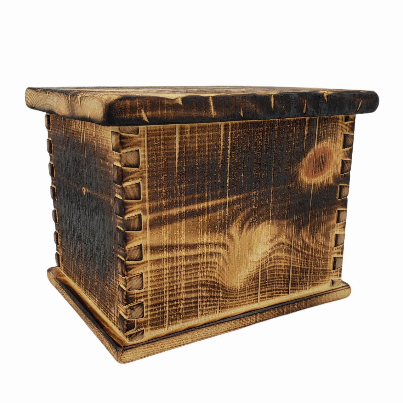 Handcrafted Vintage Wood Ultimate Companion Urn in Rustic Flame Finish