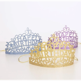 Happy Birthday Tiaras 8 pack