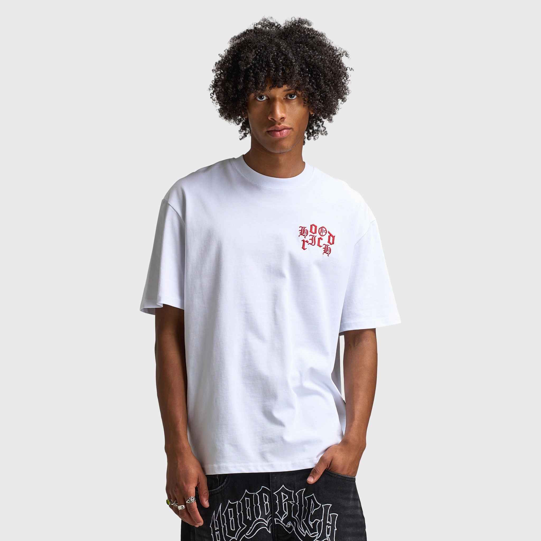 Hoodrich Crown V2 Oversized Graphic T-Shirt White / Lychee - Black