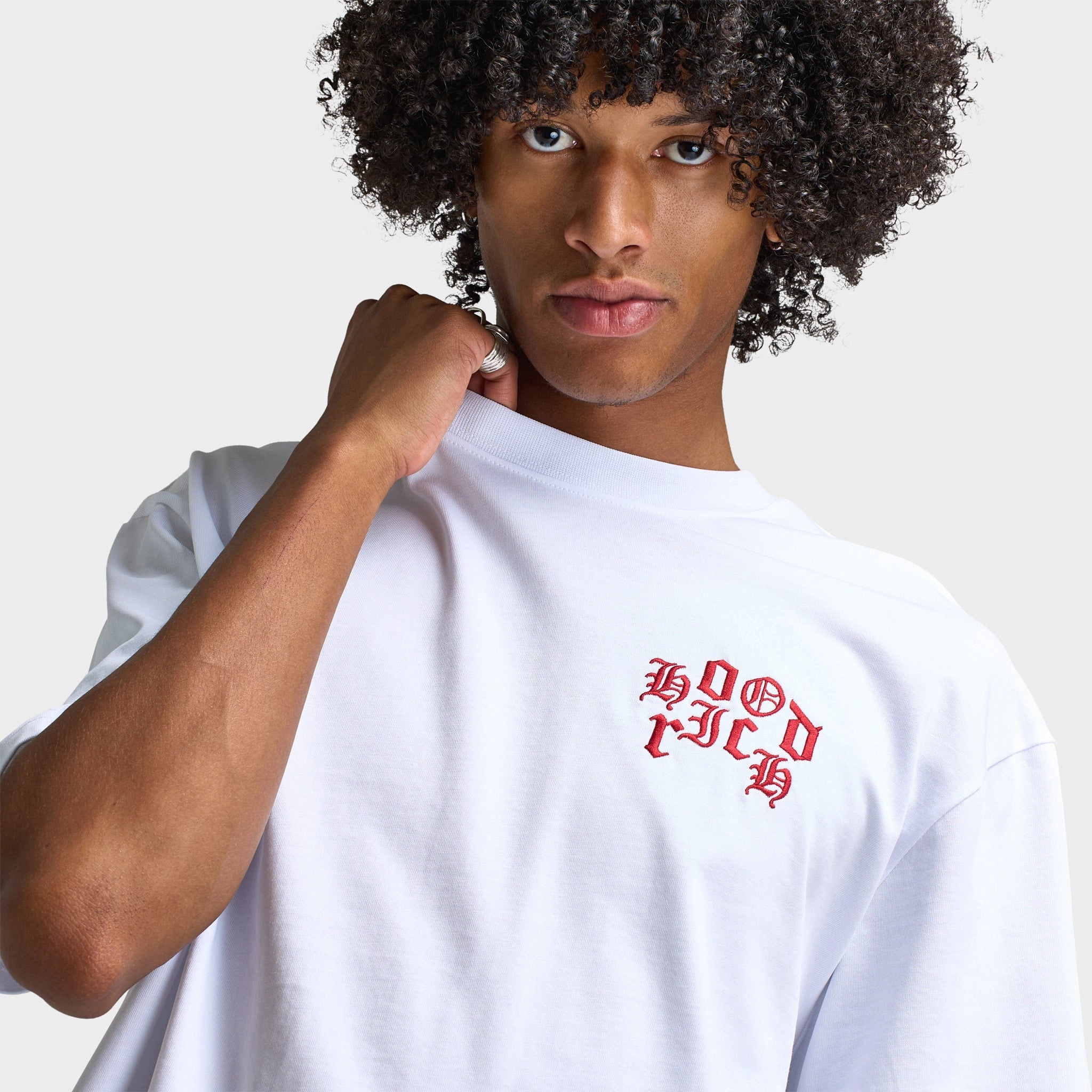 Hoodrich Crown V2 Oversized Graphic T-Shirt White / Lychee - Black