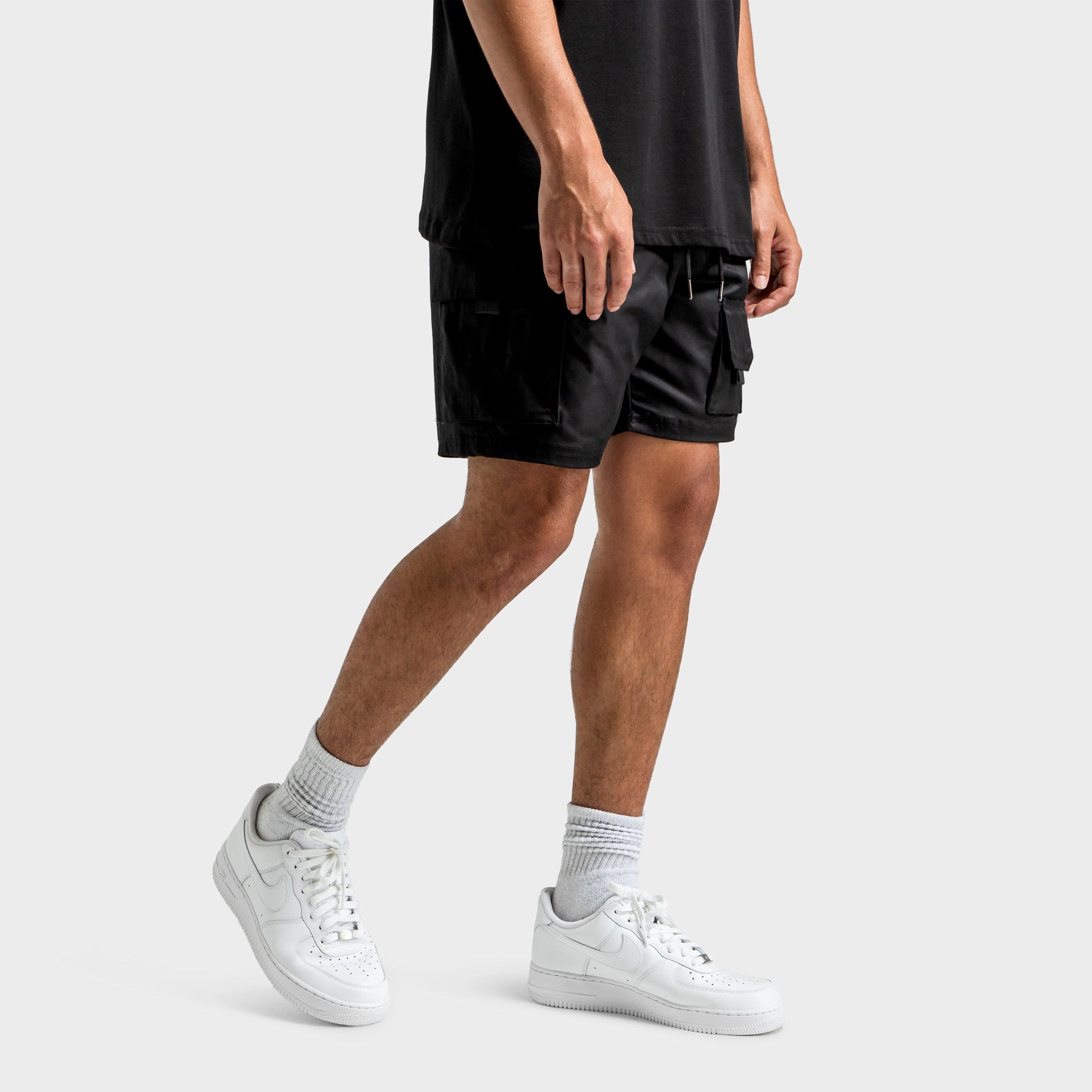 Hoodrich Defense Woven Cargo Shorts Black / White - Cyber Yellow