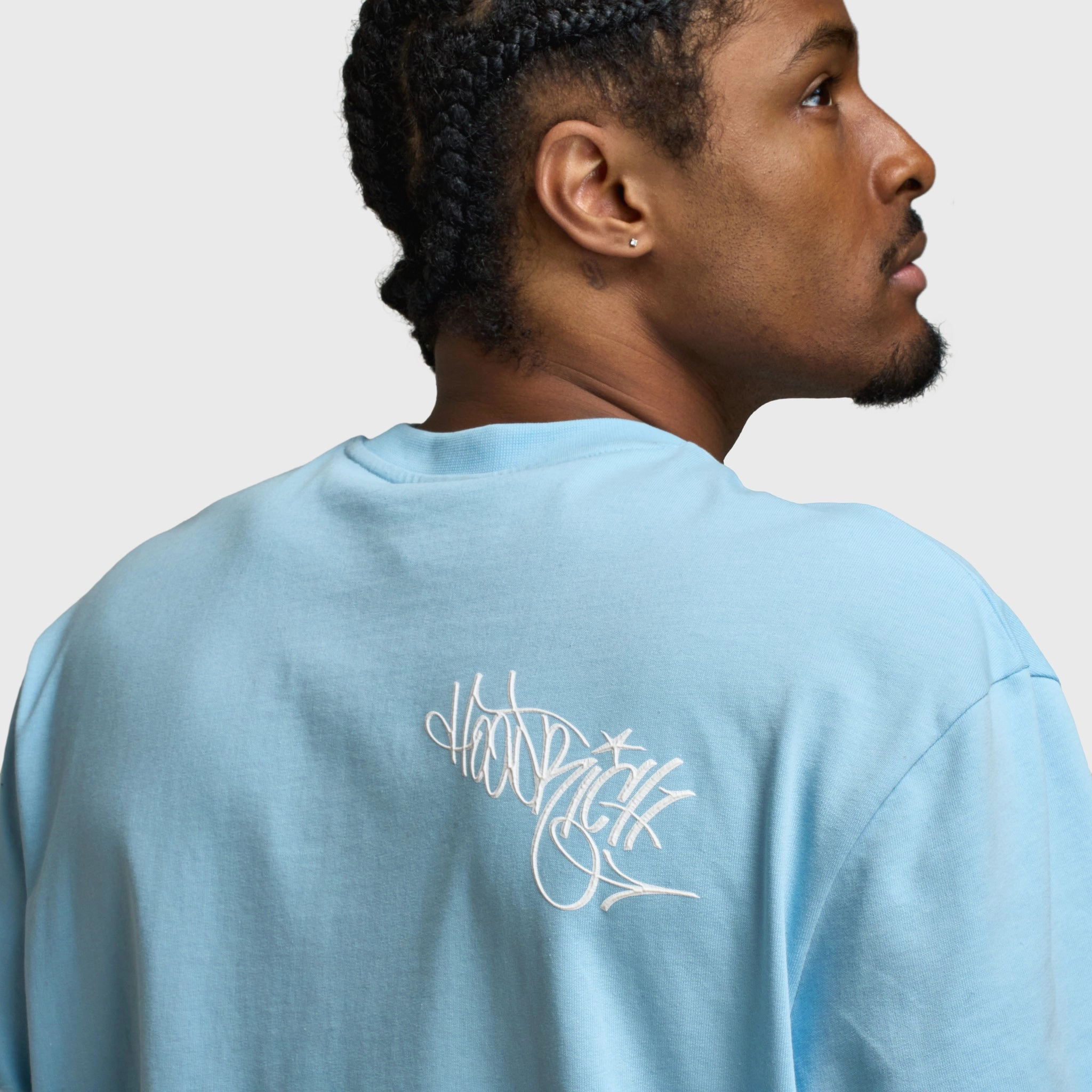 Hoodrich Tag Oversized Graphic T-Shirt Clear Sky / White