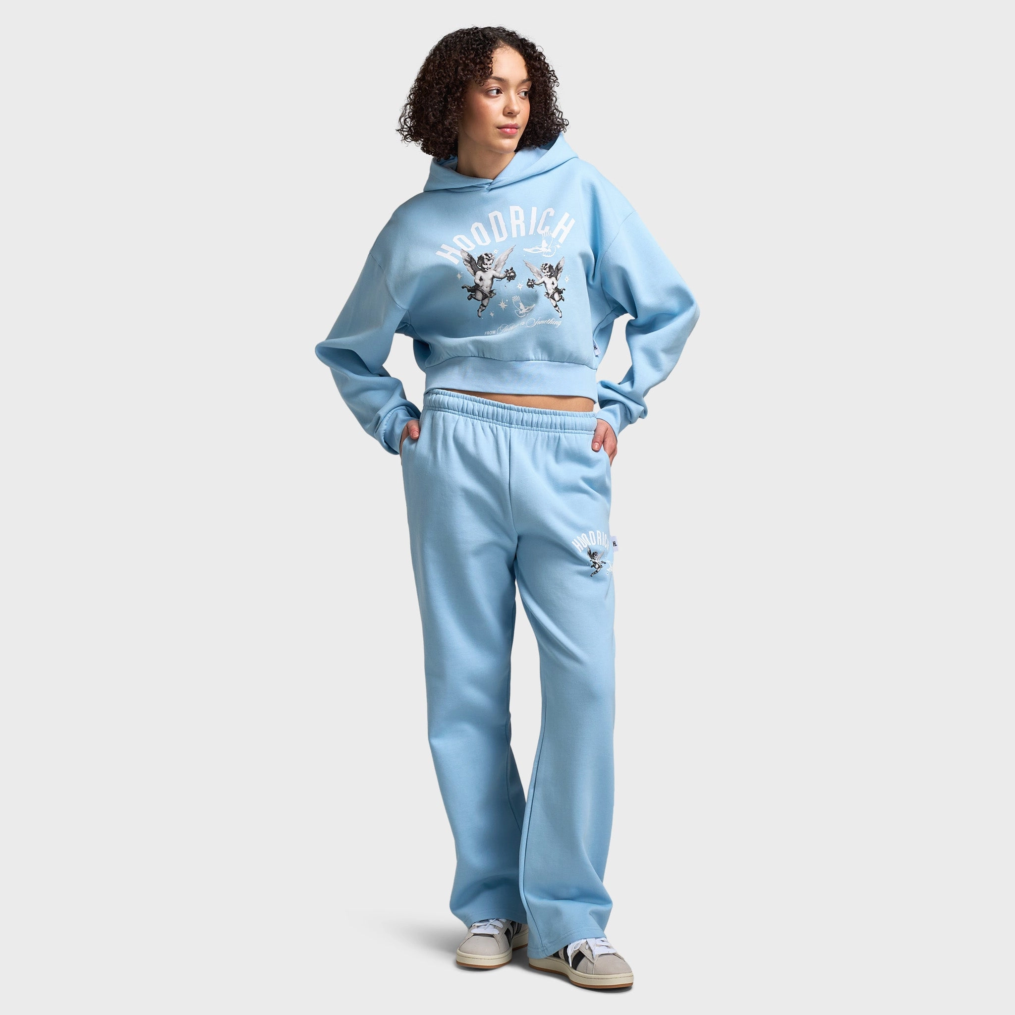 Hoodrich Women's Grace Rhinestone Boxy Hoodie Clear Sky / White