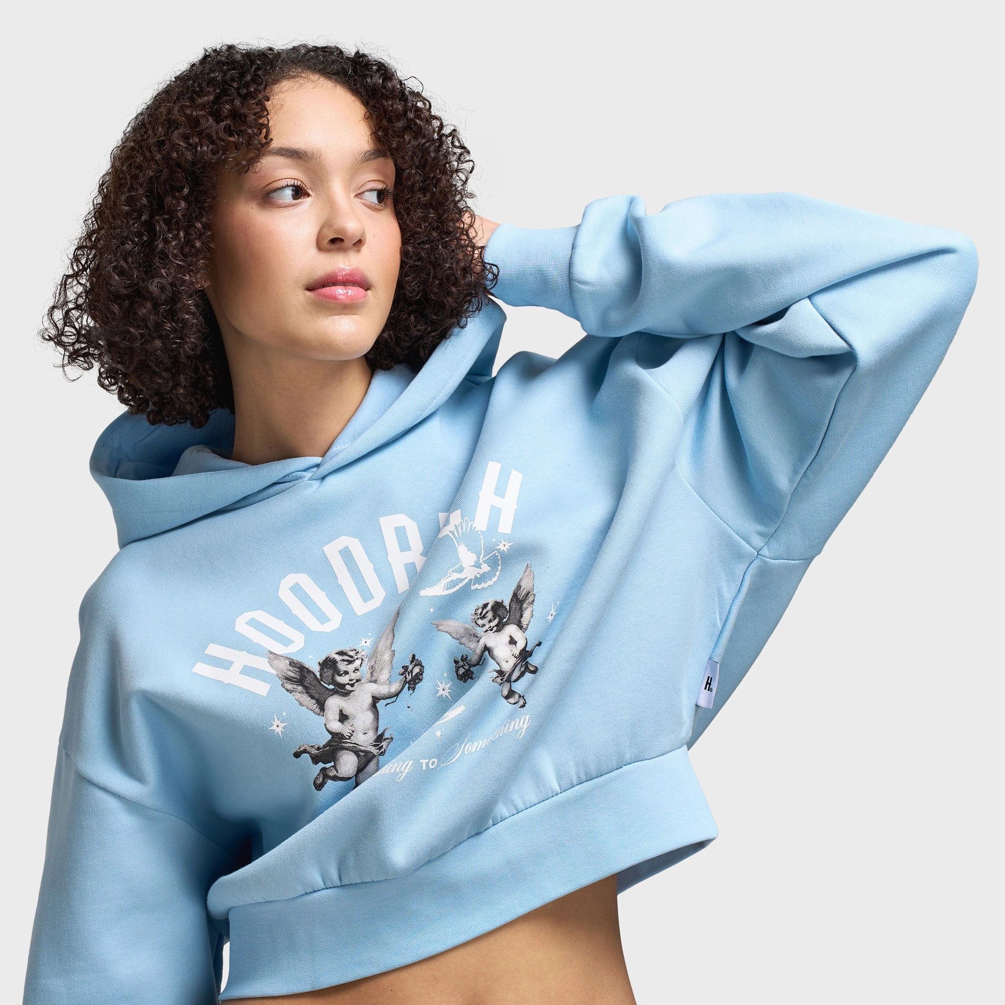 Hoodrich Women's Grace Rhinestone Boxy Hoodie Clear Sky / White