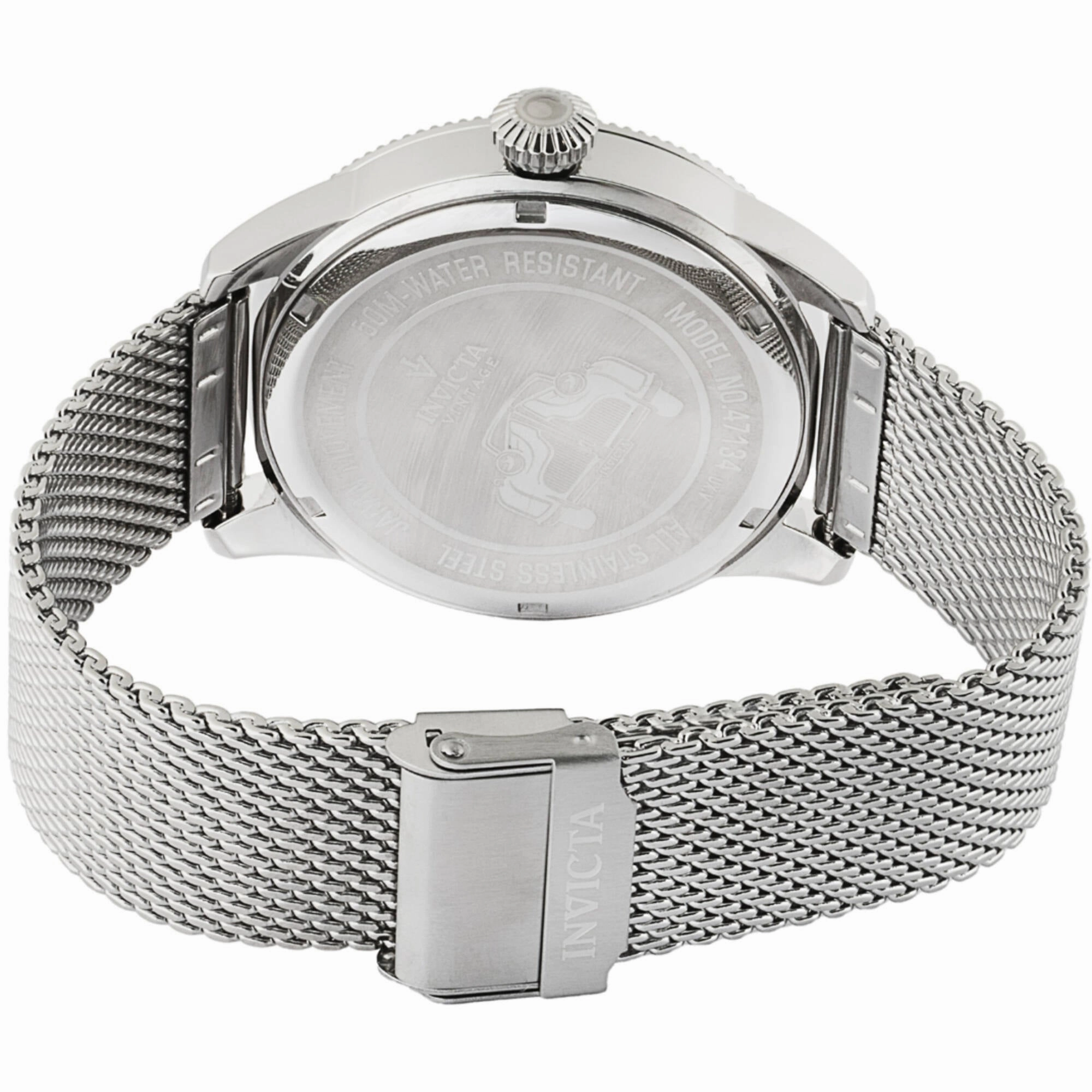 Invicta Men's Watch - Vintage Black Brass Dial Silver Stainless Steel Bracelet | 47134