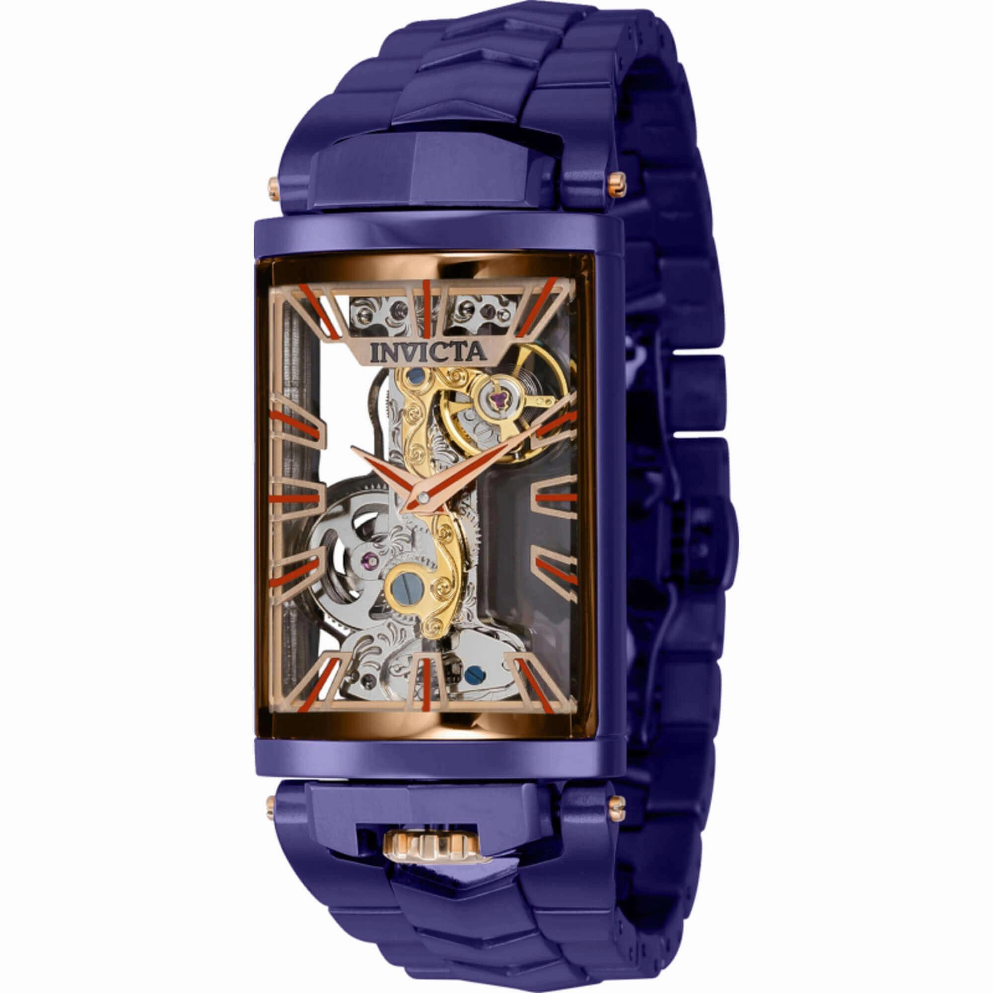 Invicta Men's Watch - Vintage Mechanical Skeleton Dial Purple Steel Bracelet | 43091