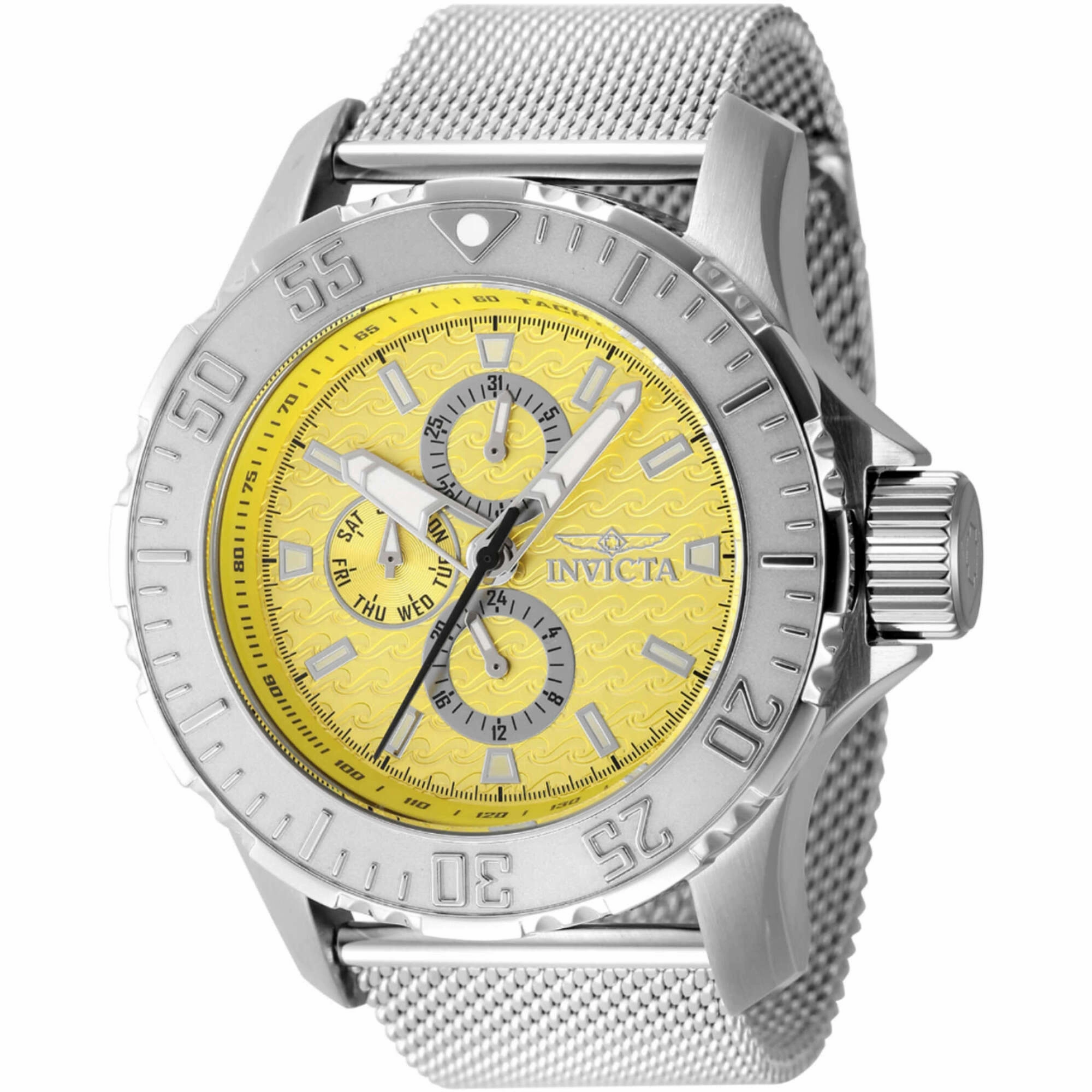Invicta Men's Watch - Vintage Quartz Chronograph Yellow Dial Mesh Bracelet | 48014