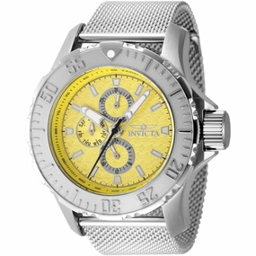 Invicta Men's Watch - Vintage Quartz Chronograph Yellow Dial Mesh Bracelet | 48014