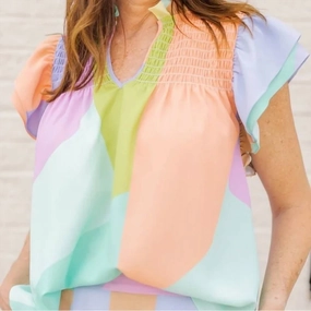 Layla Top In Sunset Colorblock