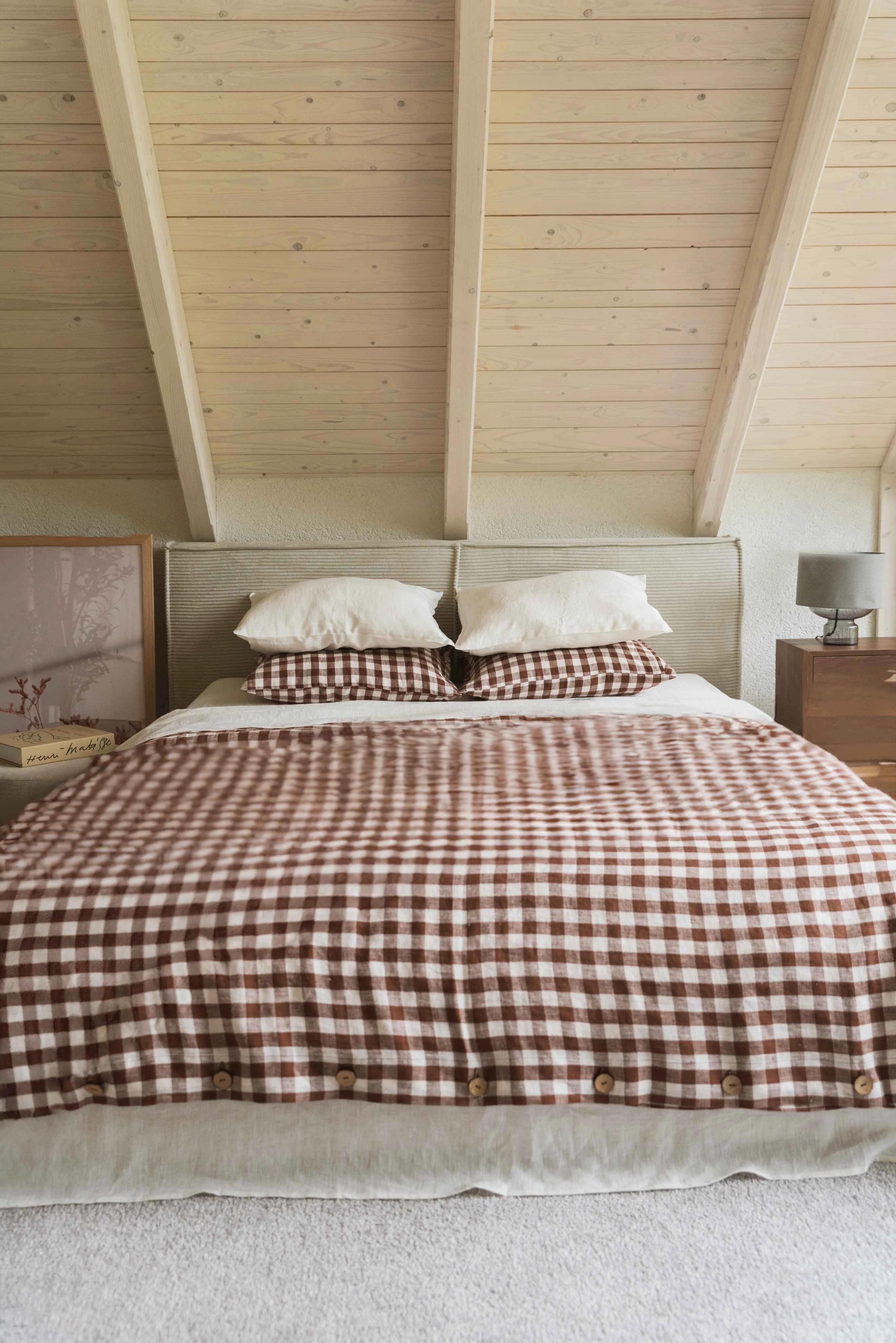 Linen Duvet Cover | Mocha Gingham