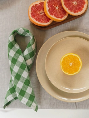 Linen Napkins Set of 2 | Green Gingham