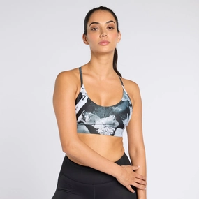 Lux Strappy Allover Print Bold Bra Black