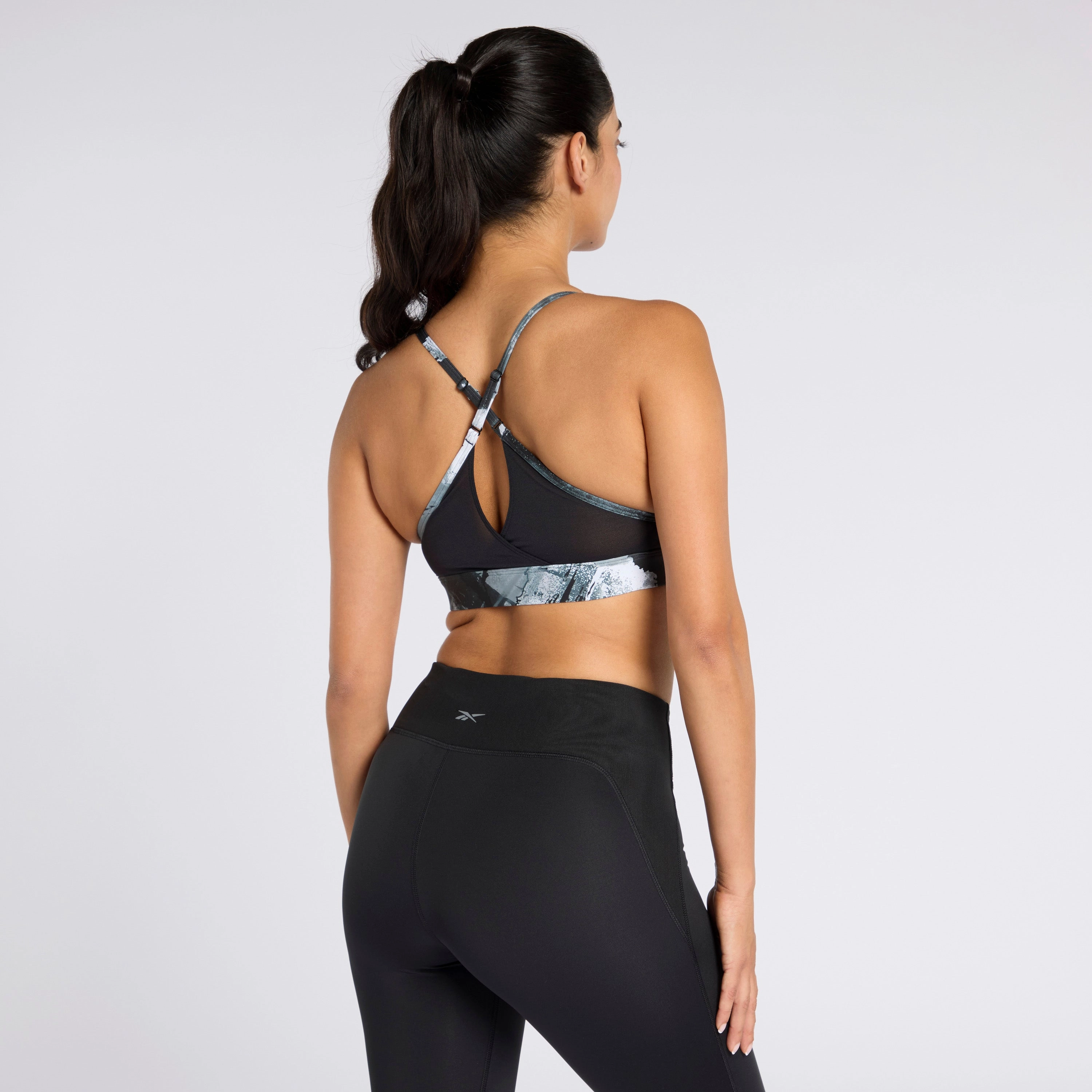 Lux Strappy Allover Print Bold Bra Black