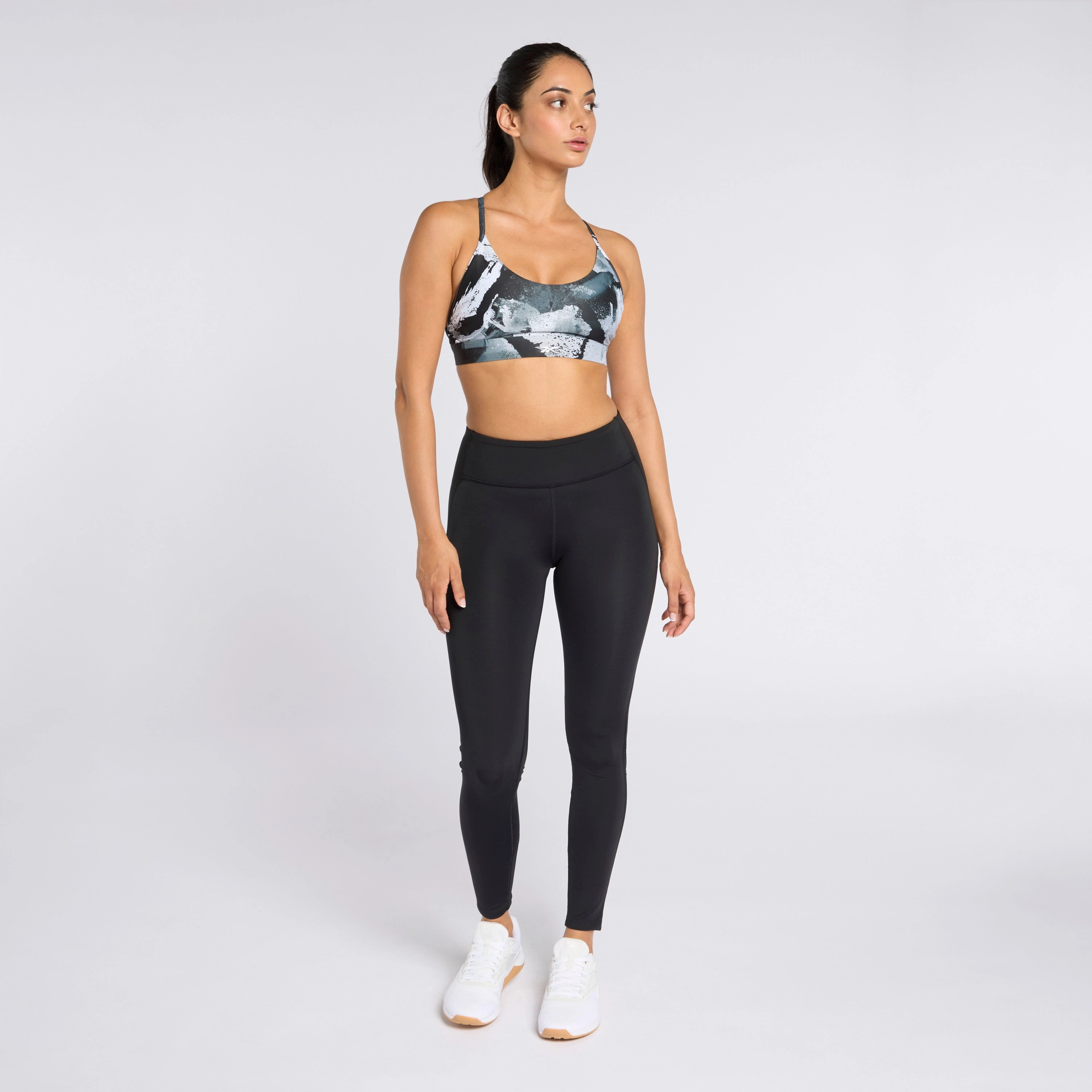 Lux Strappy Allover Print Bold Bra Black