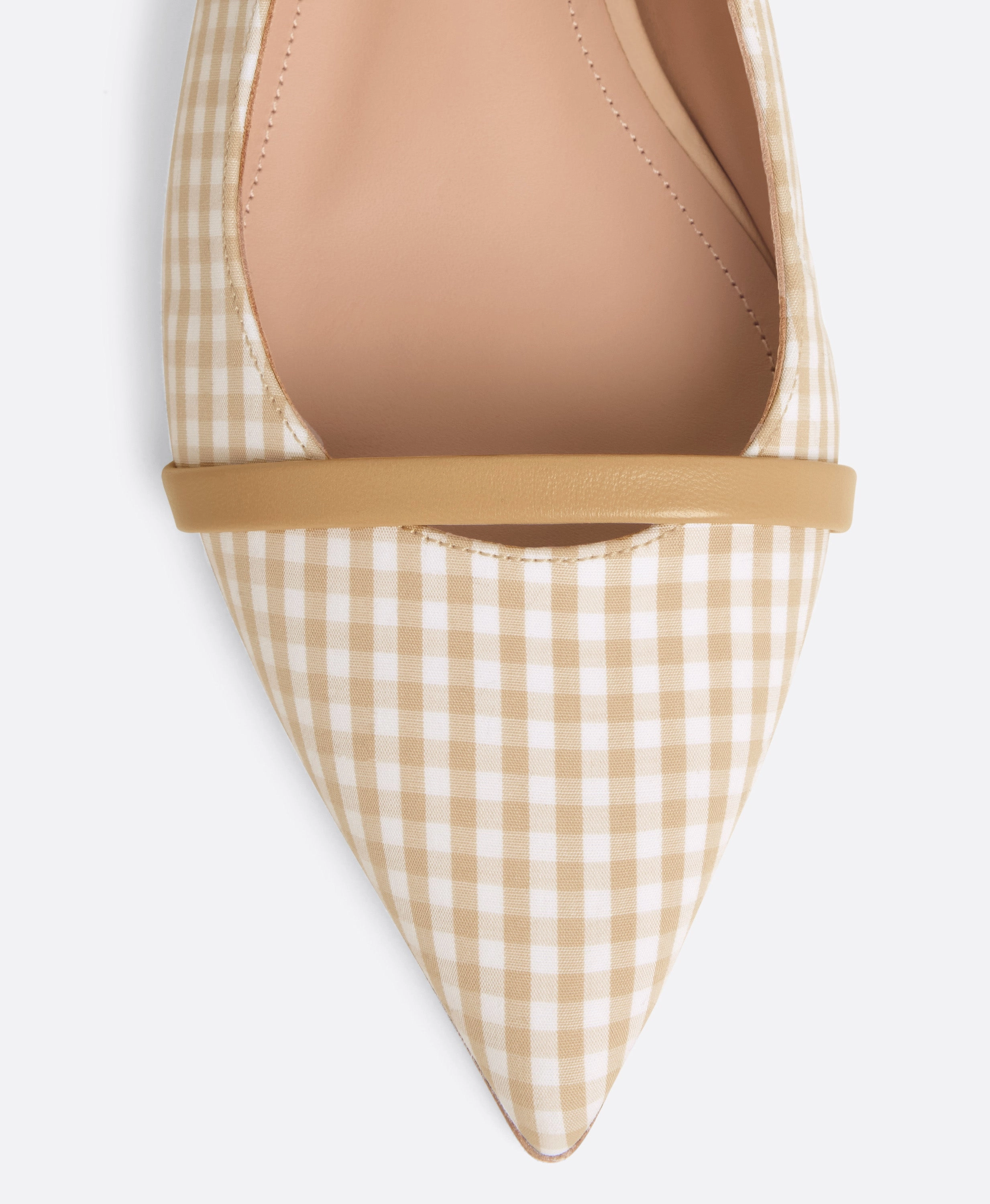 Maureen Beige Gingham Flat Mules