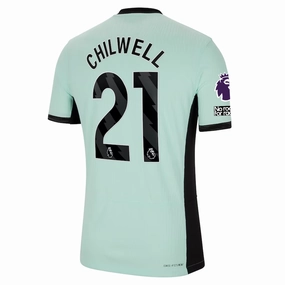 Nike Chelsea Authentic Ben Chilwell Match Vaporknit Third Jersey w/ EPL   No Room For Racism Patches 23/24 (Mint Foam/Black)