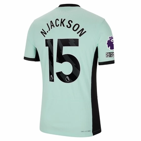 Nike Chelsea Authentic Nicolas Jackson Match Vaporknit Third Jersey w/ EPL   No Room For Racism Patches 23/24 (Mint Foam/Black)