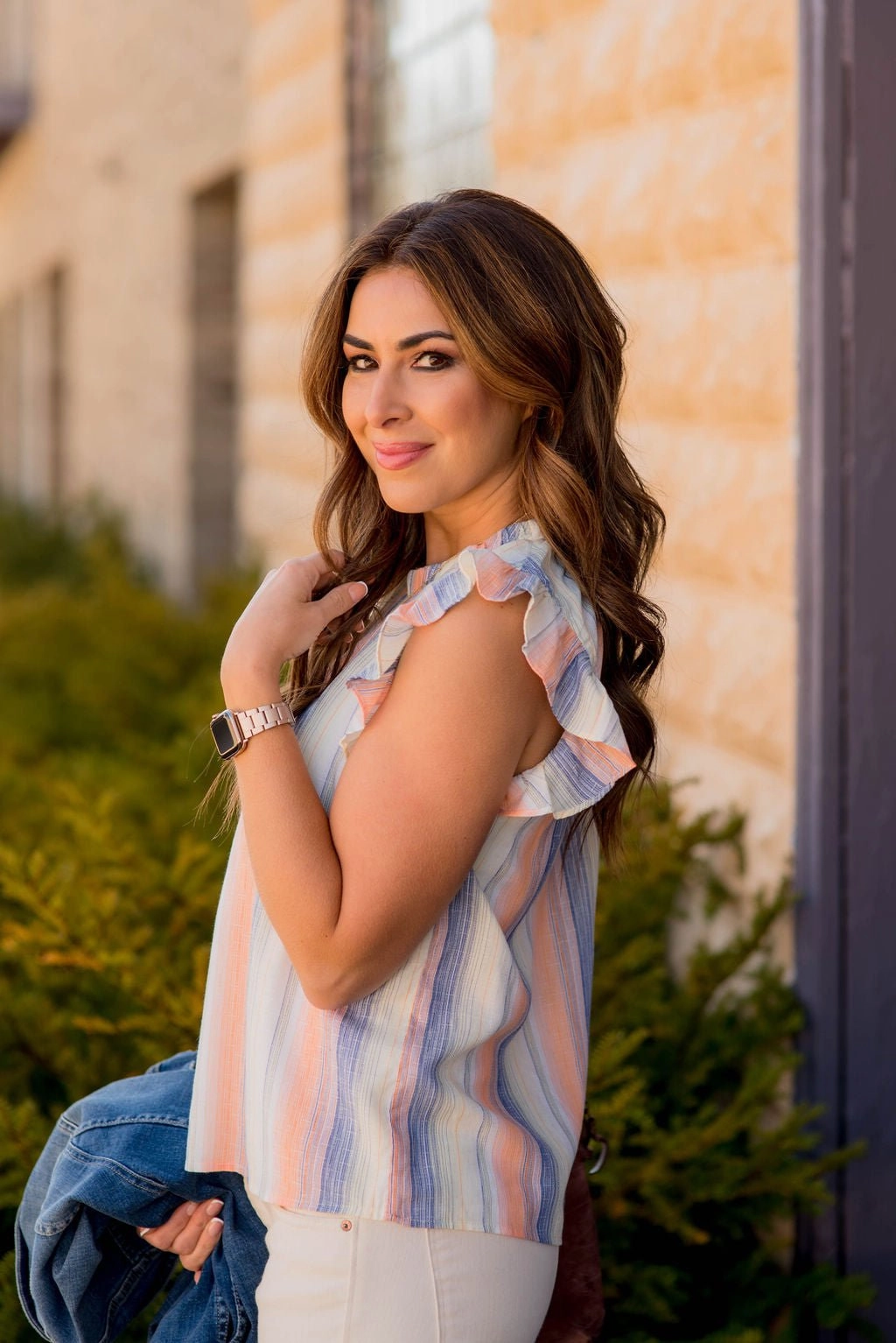 Ombre Brush Stroked Ruffle Tank