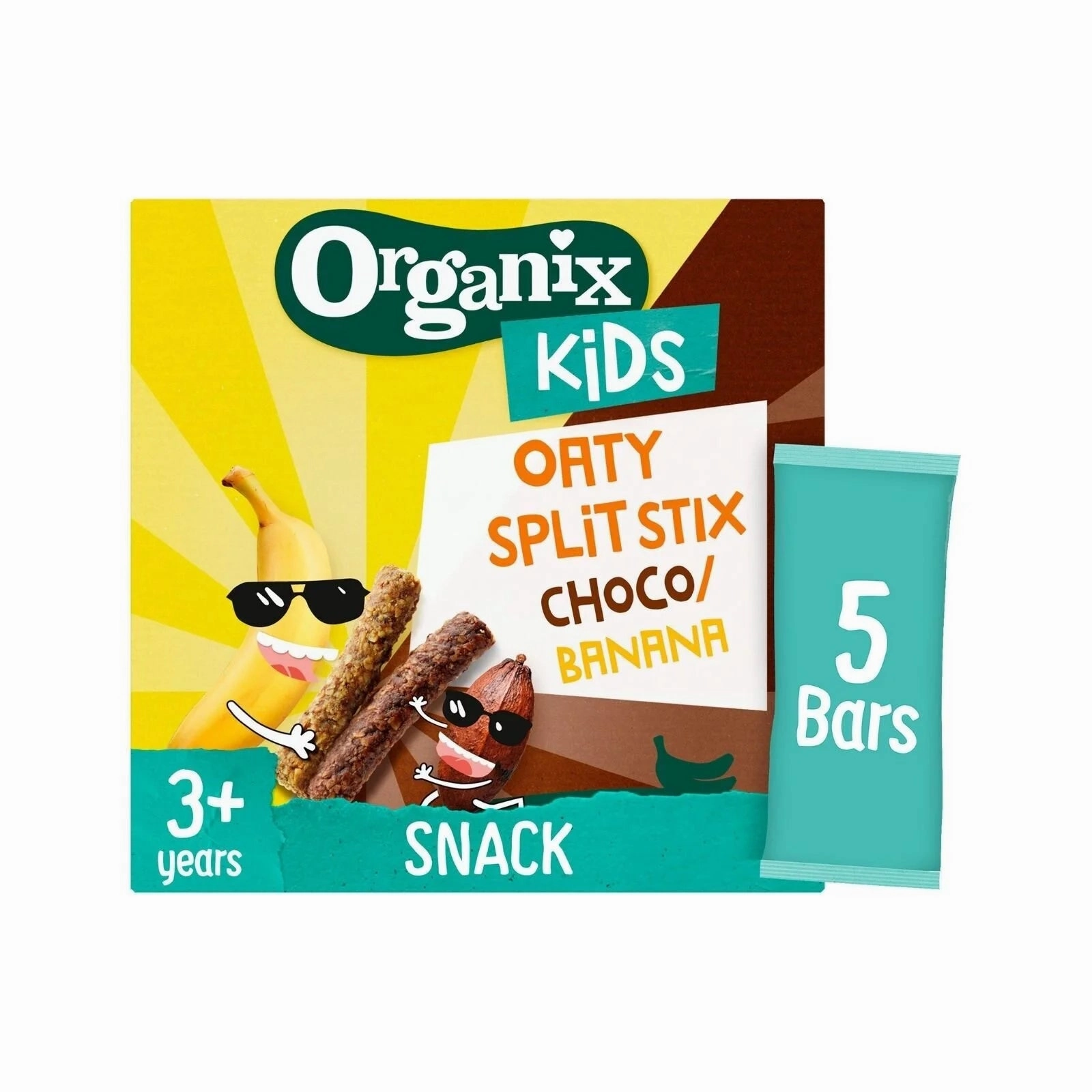 Organix Kids Choco Banana Oaty Split Stix Bars 3  years 115g (5x23g)