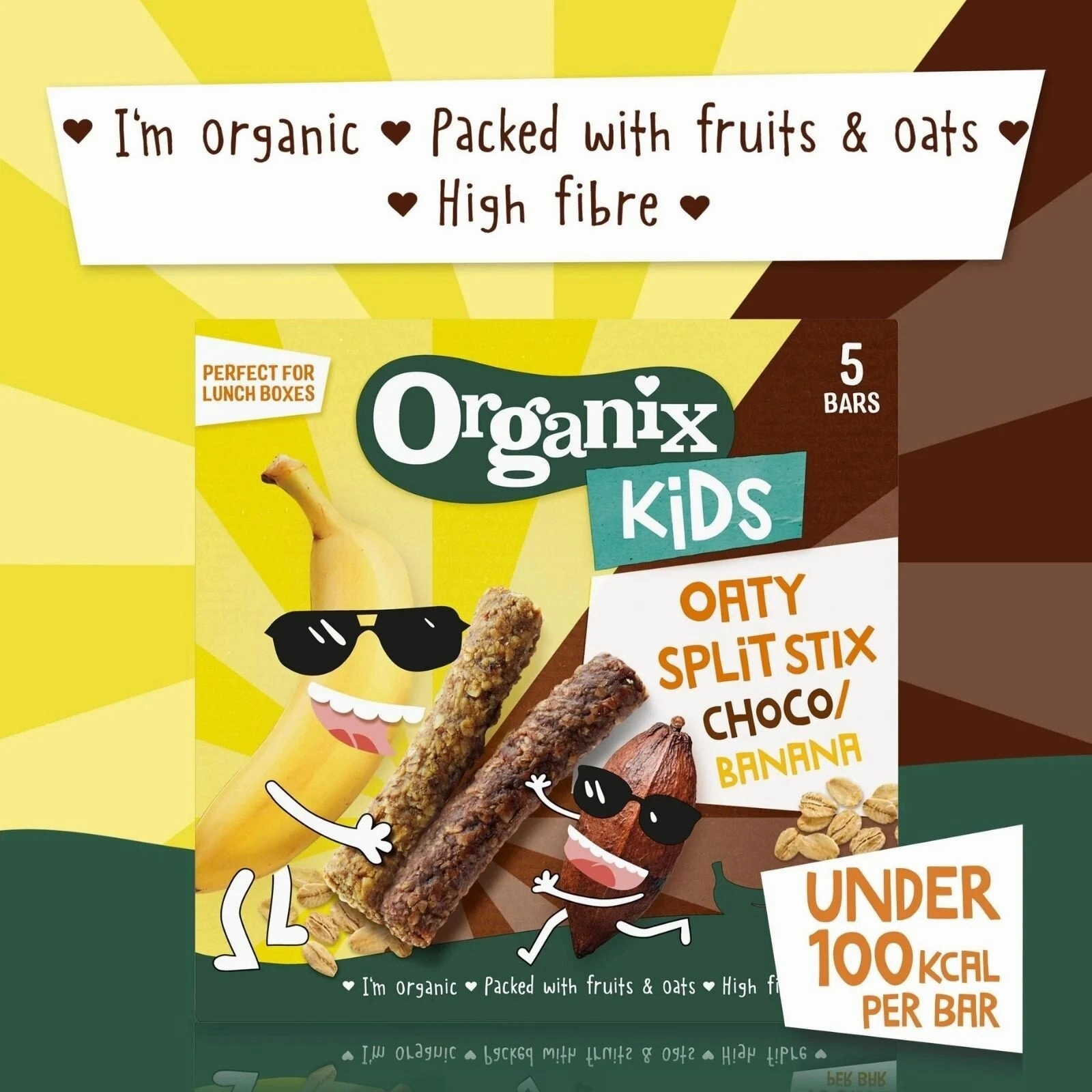 Organix Kids Choco Banana Oaty Split Stix Bars 3  years 115g (5x23g)