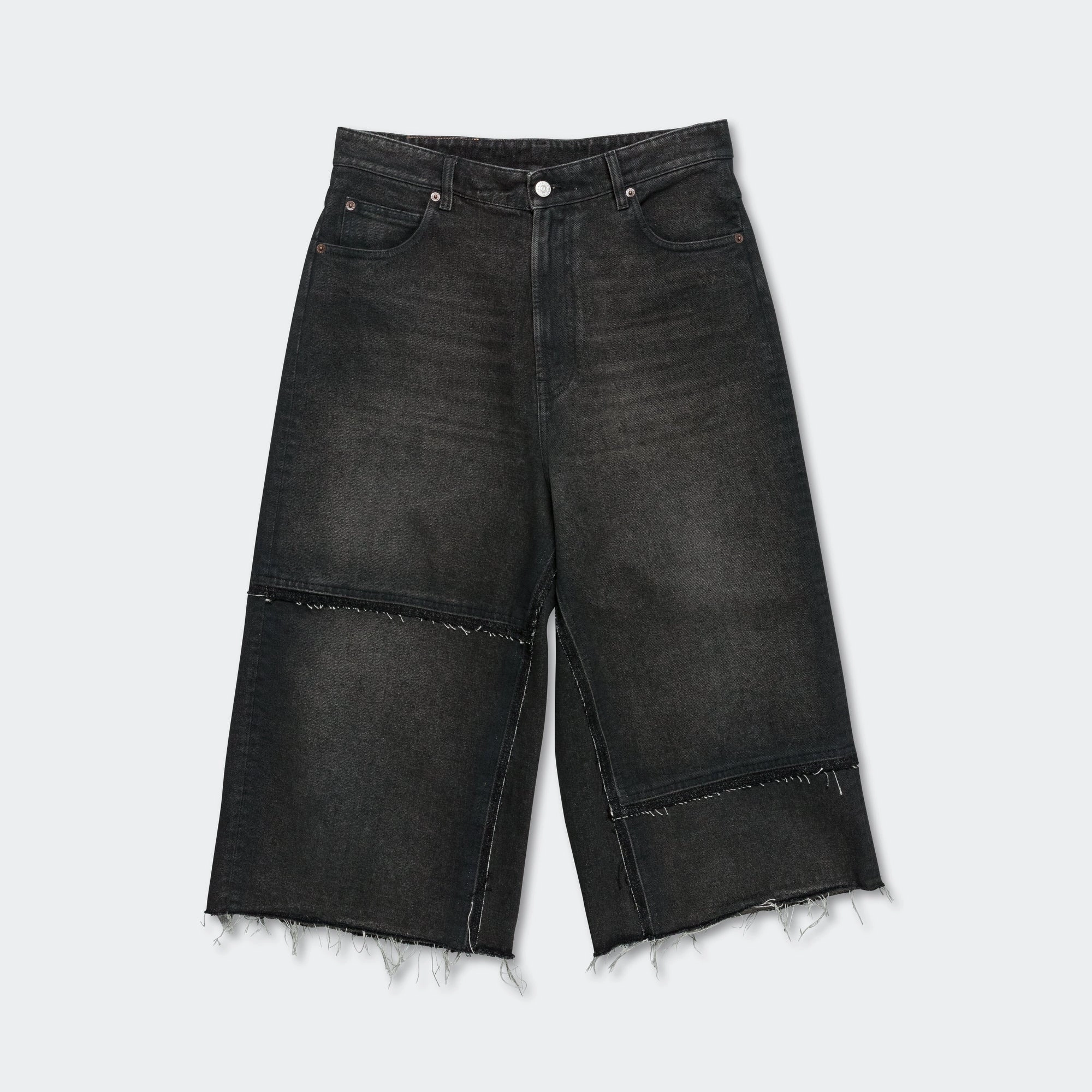 Panelled Denim Shorts - Wolf Grey